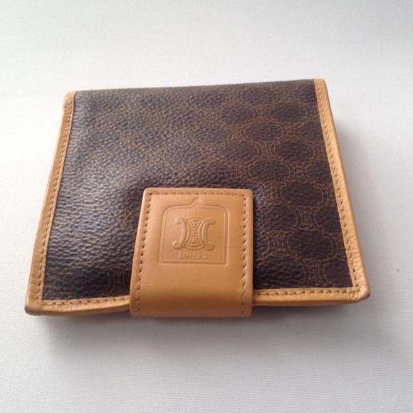 Celine, Brown Macadam Leather Compact Wallet - Picture 4 of 8